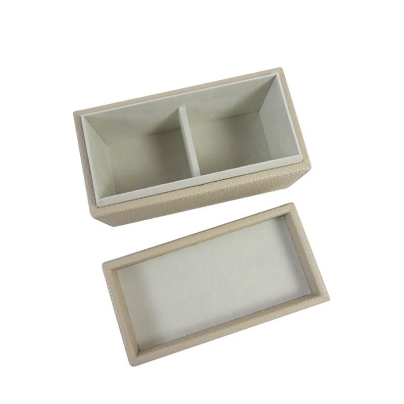 Grey Leatherette Tea Storage and Coffee Box with Lid