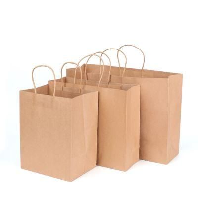 Custom Recycled Brown Shopping Bag Plain Kraft Paper Bag Takeaway Bag with Twisted Handle