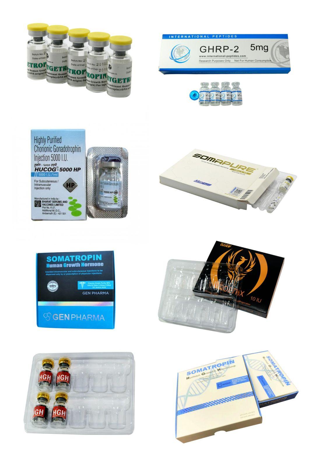 Shiny Glossy Surface Black Paper Card Box Empty 10iu X 10vials Peptides Vial HGH Blister Tray and Box