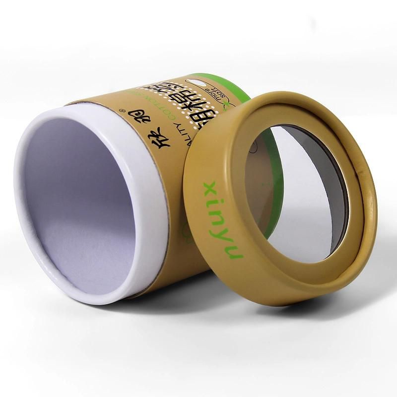 Custom Cotton Swab Round Cylinder Cardboard Box Packaging Paper Tube with PVC Windowon Side