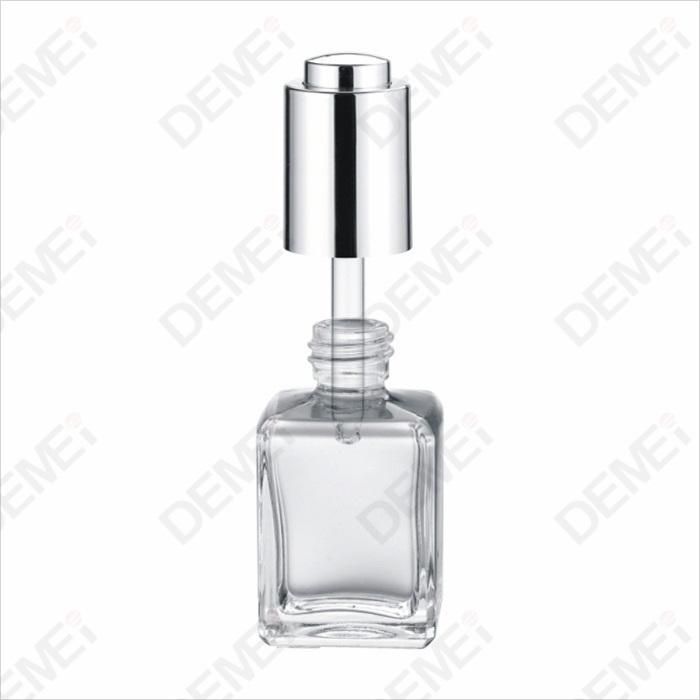 30ml Cosmetic Packaging Clear Square Glass Dropper Bottles with Silver Press Button Pipette Dropper Cap