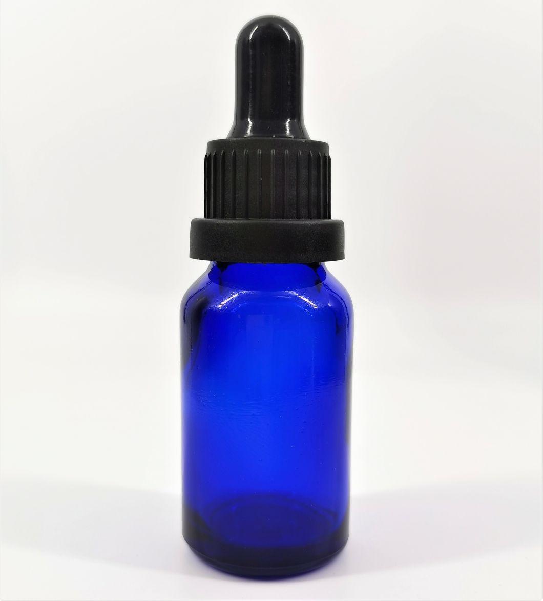 15ml Blue Glass Essence Oil Dropper Bottle Medicine Bottle with Black Dropper