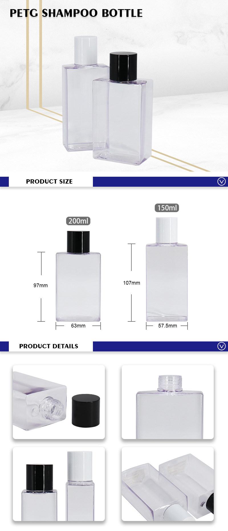 Custom Made Plastic Square Transparent 150 Ml 200 Ml Body Soap Bottles