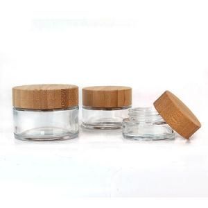 Natural Bamboo Lid Design 100g 150g 250g Plastic Pet Bottle Cosmetic Packaging Body Cream Jar