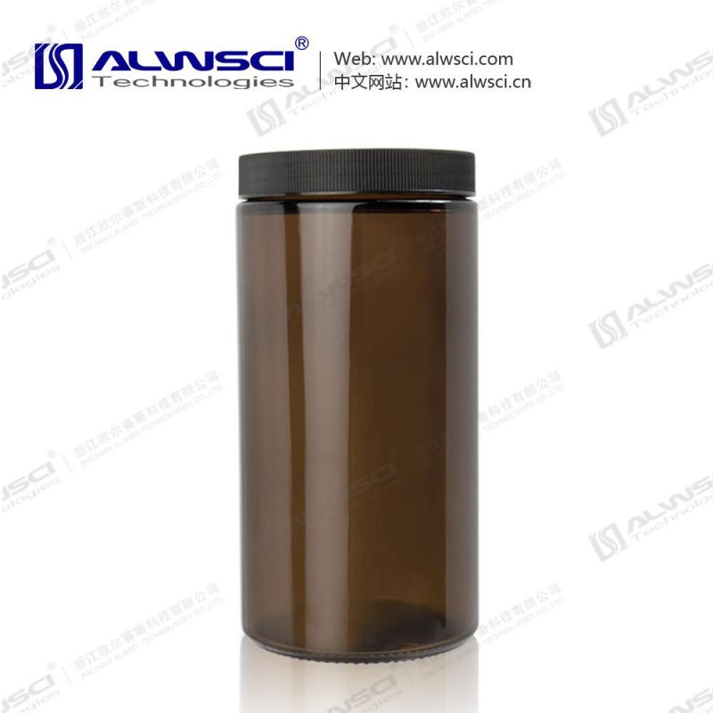 Alwsci 1000ml Wide Mouth Amber Glass Soil Sampling Bottle with PP Cap and Septa