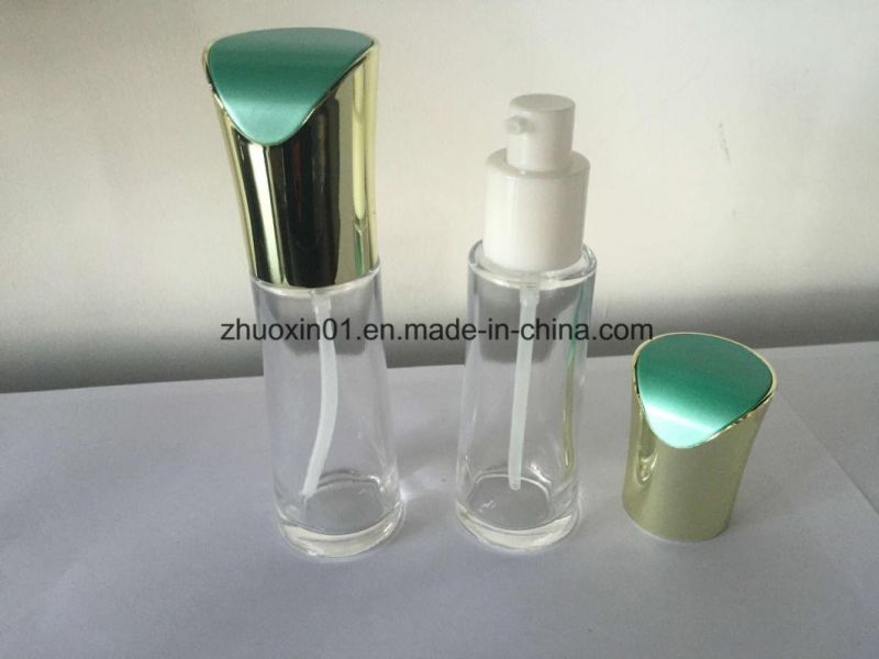 60ml Transparent Square Glass Bottle with Lotion Pump for Cosmetics