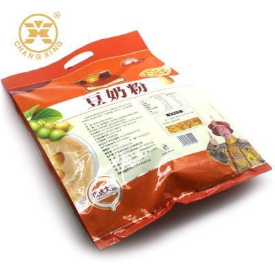 High Quality Custom Printing Plastic Side Gusset Bags with Handle for Soymilk Sachets