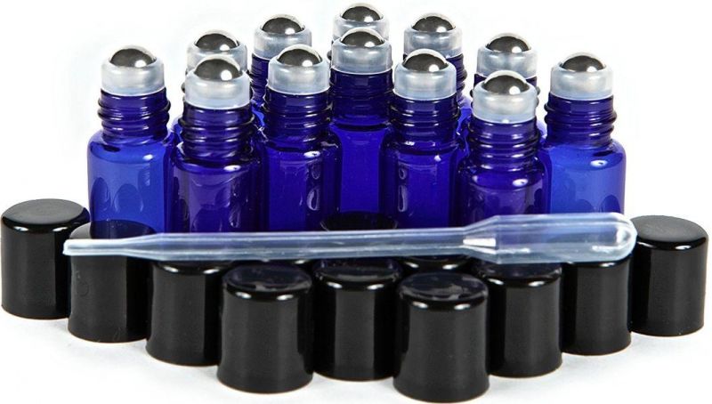 3ml Cobalt Blue Amber Roll on Glass Bottles with Stainless Steel Roller Balls