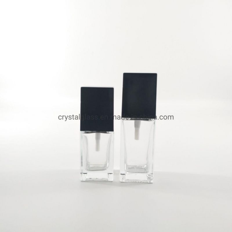 Crystal Glass Cosmetic Bottle High-End Emulsion Packing Bottle Square Shape with Pump 20ml 30ml 40ml