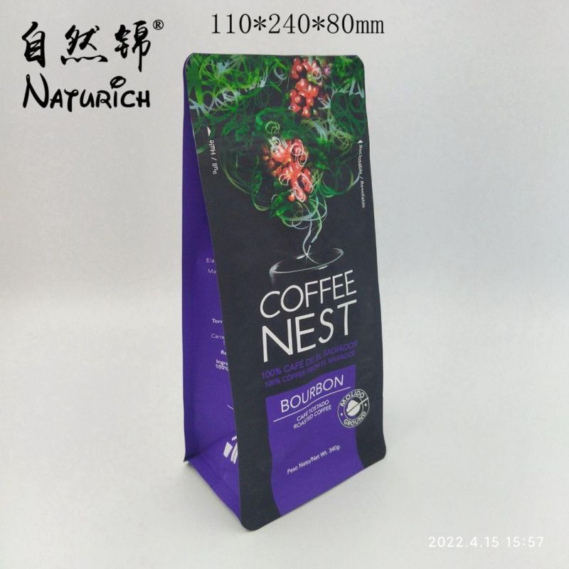 Matt Color Plastic Flat Bottom Coffee Bags with Valve