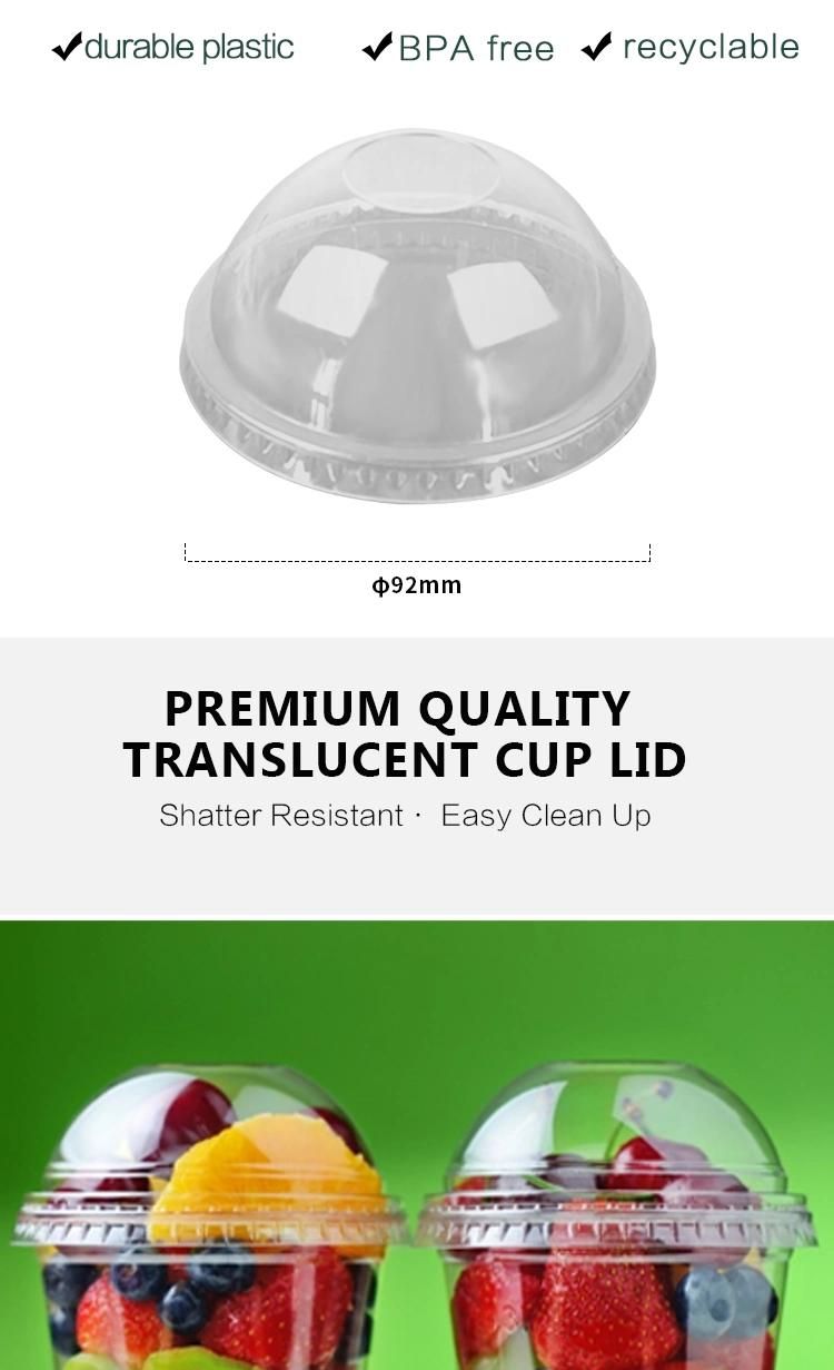 Disposable Plastic Tableware 92mm Diameter Pet Plastic Lid Hemispherical Transparent Custom for Drinking