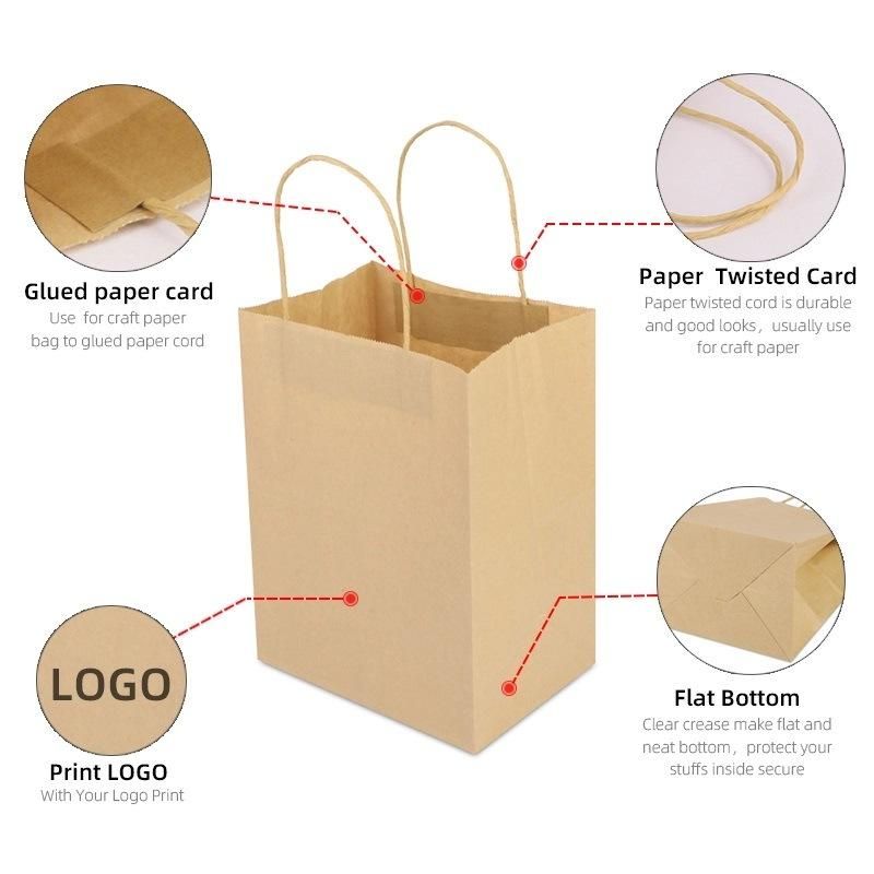 Recycled Brown Shopping Kraft Paper Bag with Twisted Paper Handles