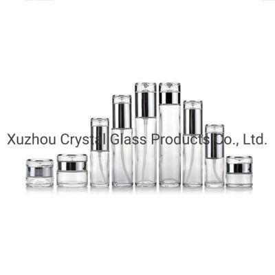 Custom Printed Cosmetic Packaging Set Glass Cosmetic Bottle and Jar