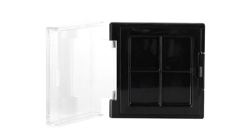 4 Hole Clear Black Rectangle Flat Plastic Empty Eyeshadow Case for Cosmetic Packaging