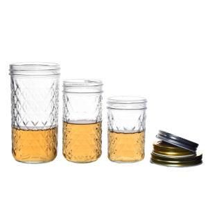 Hot Sale Reusable Empty Transparent Round Safety Glass Jars 300ml 500ml with Metal Lids