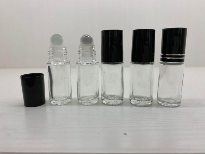 on Sale 5ml Clear Roll on Glass Bottle with Black Plastic Cap