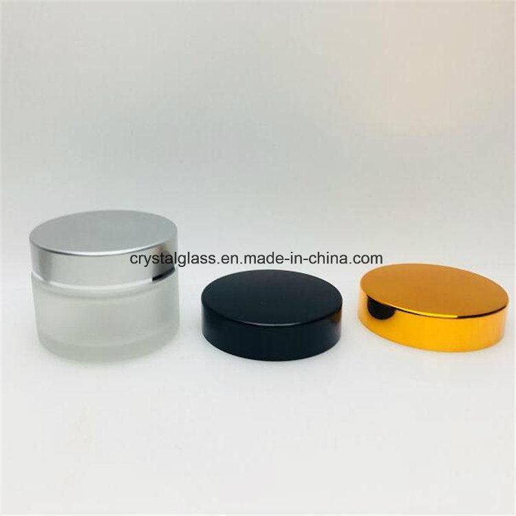 30ml 50ml 30gr 50gr Matte Clear Glass Cream Jar Cosmetics with White, Silver, Black Golden Cap