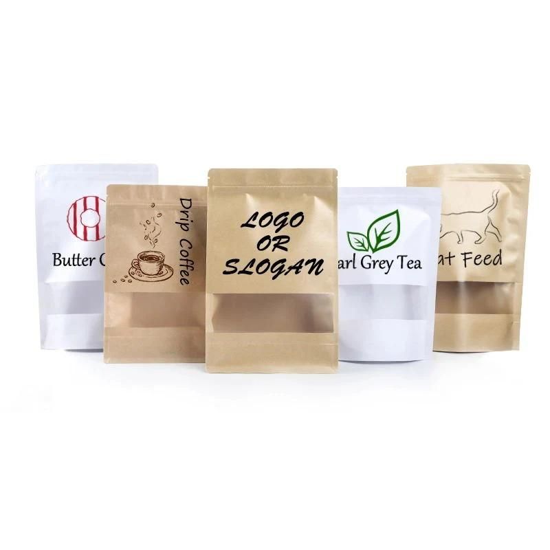 Custom Compostable Recyclable Zipper Lock Biodegradable Flat Bottom Coffee Tea Food Plastic Packaging Bag