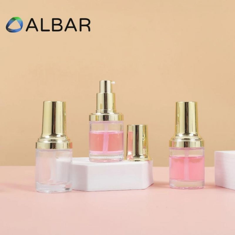 Gold Screw Pump Twist Lid Skin Care Serum Glass Jars with Frost Polish Customization