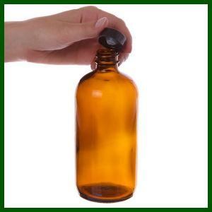 8oz Empty Boston Round Amber Glass Bottle with Plastic Cap