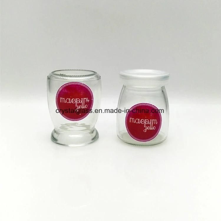 Glass Yoghurt Pudding Bottle Beverage Milk Bottles with Lids 250ml 200ml 100ml