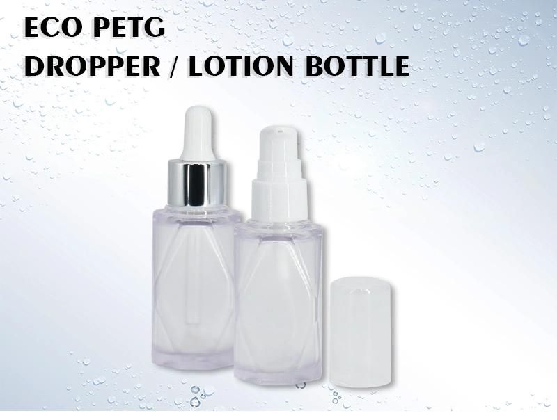 OEM 15ml 45ml Transparent PETG Lotion Frosted Dropper Bottle