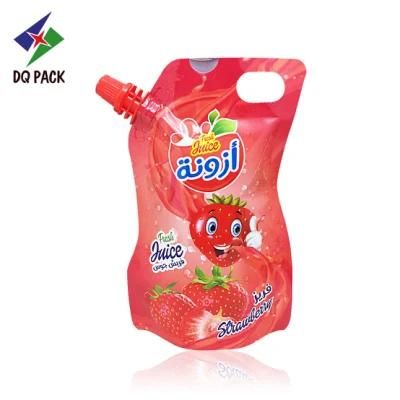 Dq Pack Custom Printed Spout Pouch Wholesale Beverage Packaging Spout Pouch Stand up Corner Spout Pouch with Handle for Juice Packaging