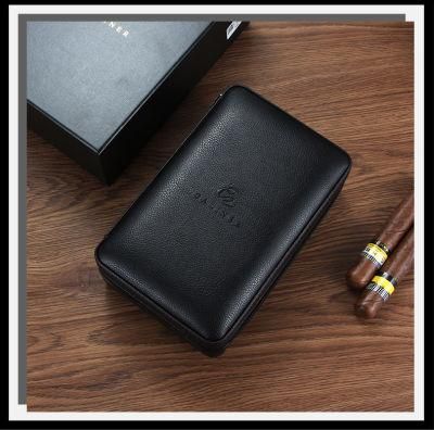Wholesale Cigarette Box Cedar Humidor Travel Leather Case Portable Leather Cigar Humidifier Case