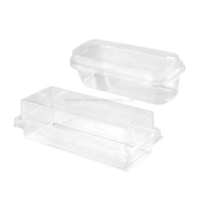 Custom Disposable Clear Plastic Packaging Rectangular Cake Box with Lid