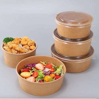 Customized Large Brown Takeaway Kraft Salad Paper Bowl for Hot Food