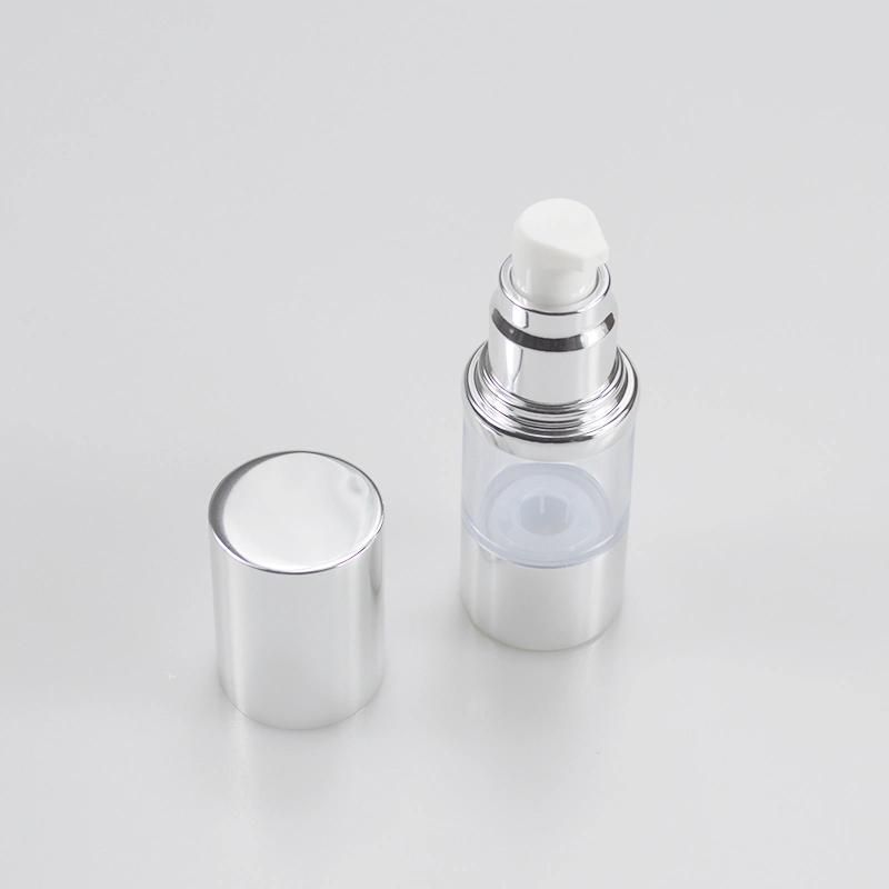 Plastic cosmetic 15ml Airless Aluminium Lotion Bottle with Sliver Pump