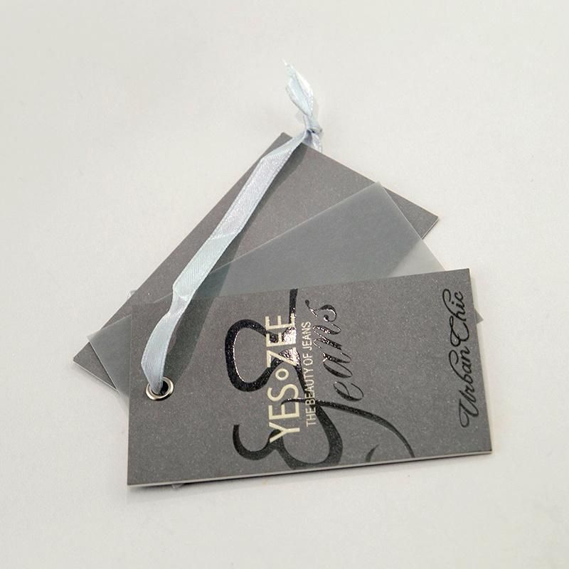 600GSM Paper Gray Logo Black Foil Custom Hang Tag