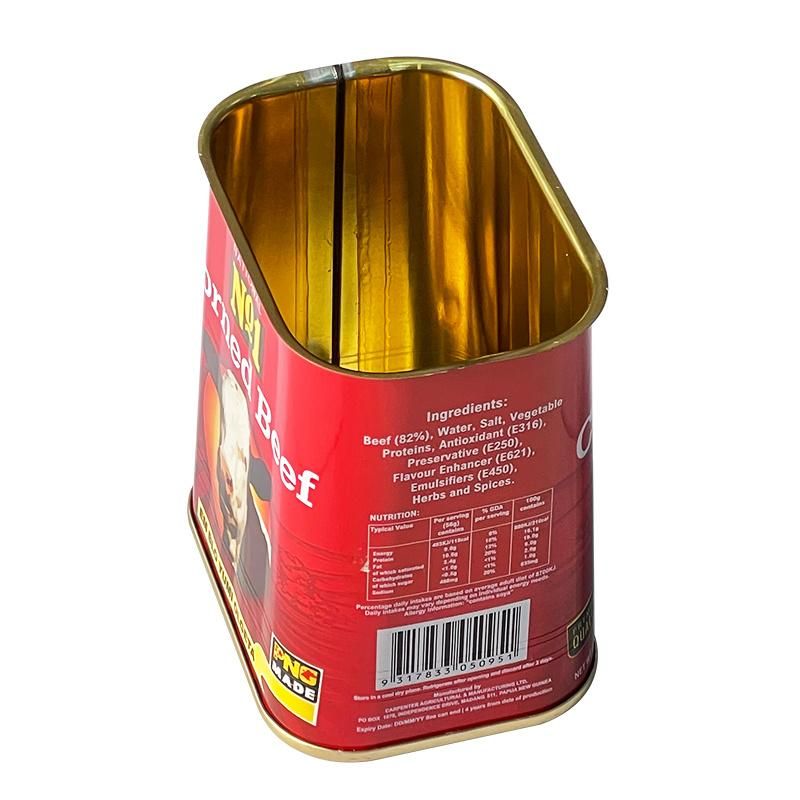 Food Grade Key Welded Open Trapezoidal Can Metal Tin Can for Luncheon Meat or Corned Beef