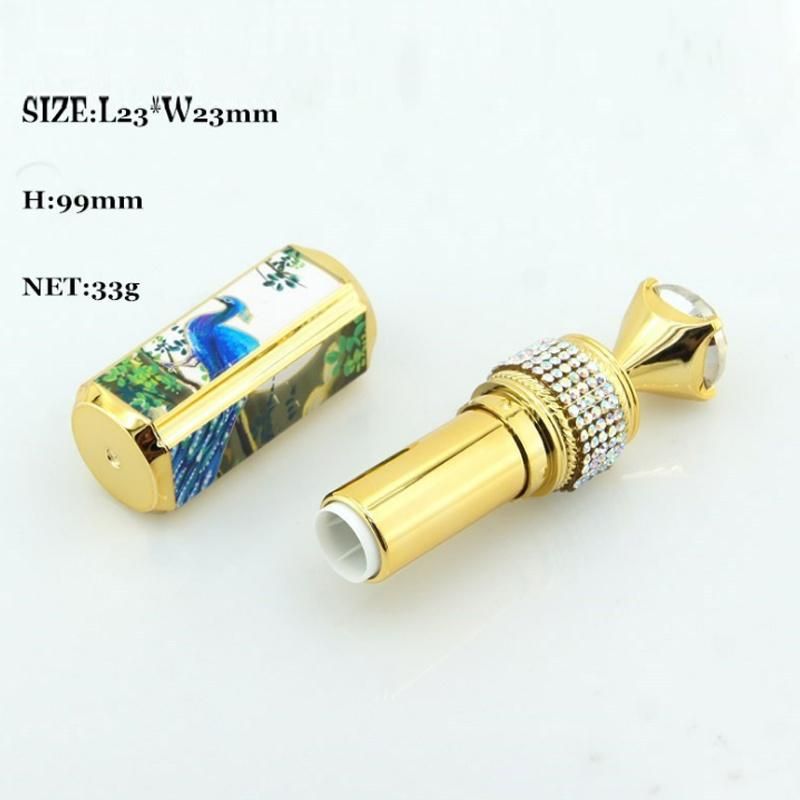 4.3G in Stock High Quality Luxury Diamond Electroplated Gold Empty Lip Balm Container Lipstick Tube