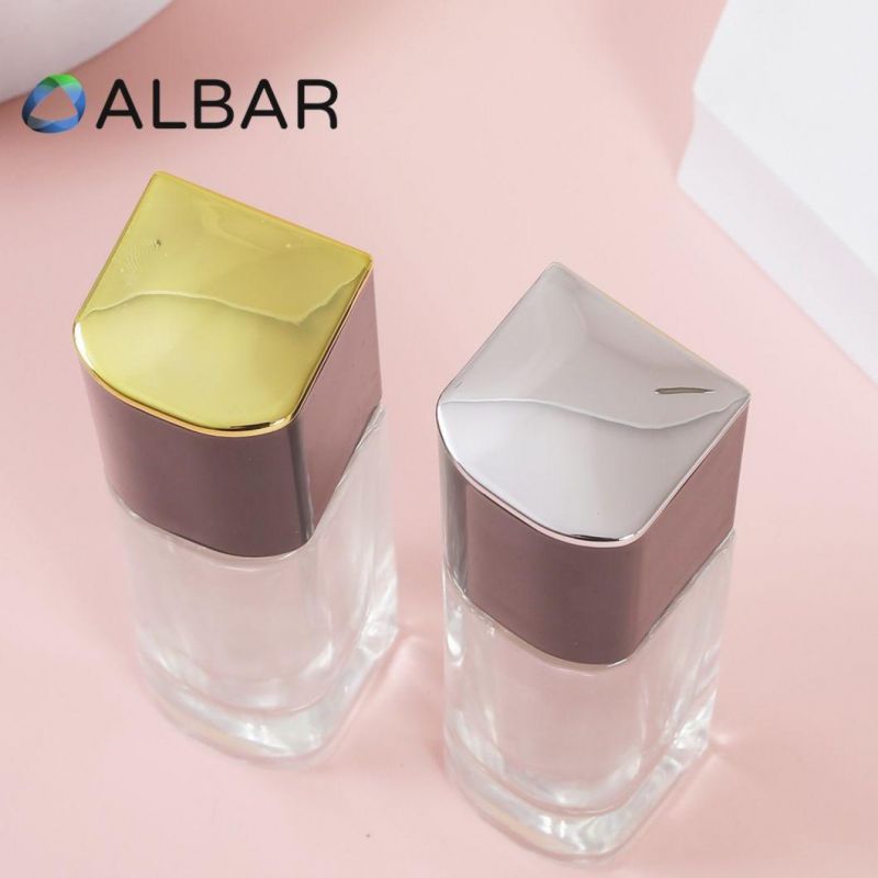 Thick Bottom Clear Cosmetic Glass Bottles in Black Liquid Pumps for Creamy Foundation