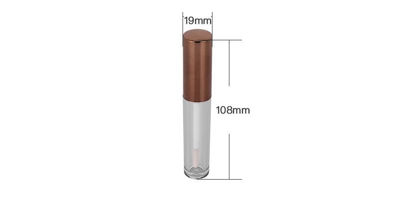 New Design Empty Round Brown Lip Gloss Containers Tube Packaging with Wands Lipgloss with Brush Applicator