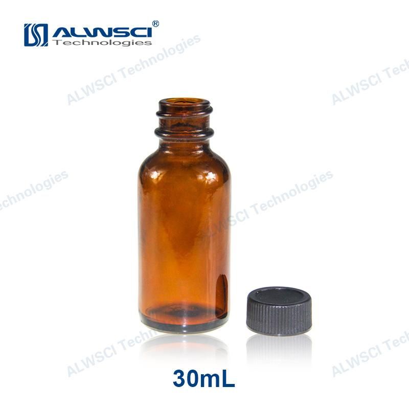 Alwsci Narrow Mouth 30ml 20-400 Boston Round Amber Glass Bottle