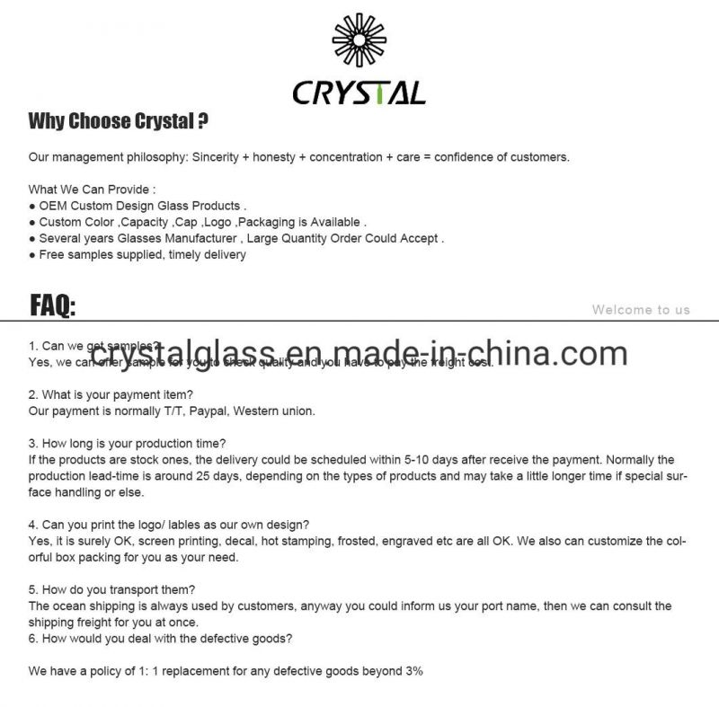 Crystal Round Air Express, Sea Shipping and etc Plastic Bottle