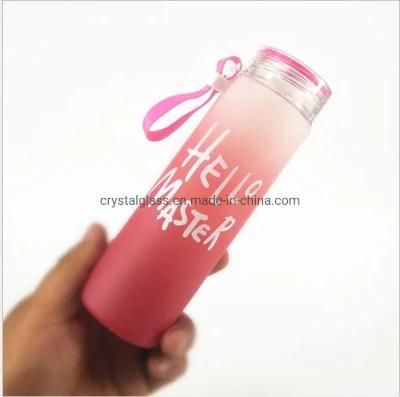 Chameleon Glass Frosted Water Bottle 350ml 400ml 550ml with Plastic Lids for Sports Traveling