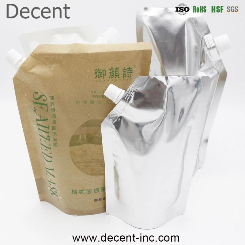 Reusable Aluminum Metalized Liquid Transparent Clear Stand up Liquid Pouch with Corner Spouted New Universal Doypack Bag