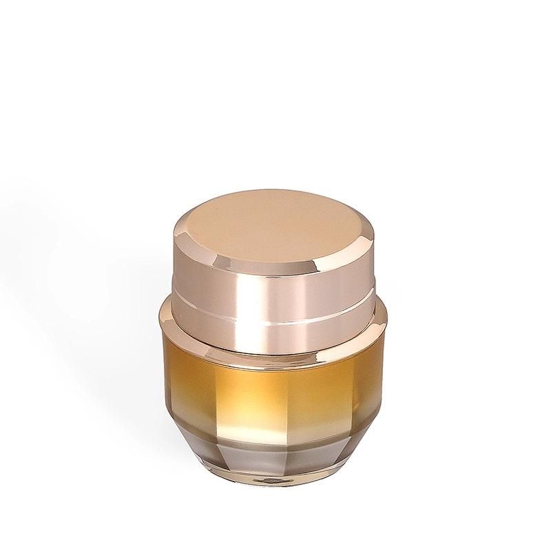 Luxury 15g 30g Golden Press Airless Jar Acrylic Cosmetic Cream Jar Seal Plastic Packaging