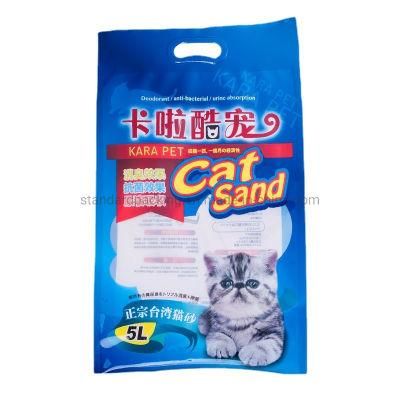 New Design Printed Plastic Stand up Packaging Bag for 20kg 25kg 50kg Cat Litter Handbag