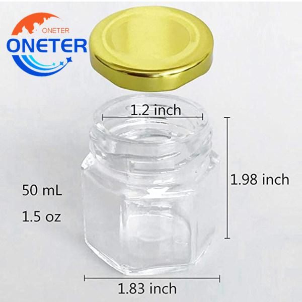 Wholesale Hexagon Polygon Canister Glass Bottle Jam Chili Sauce Pickle Nut Glass Jar with Lug Lid and Stickers