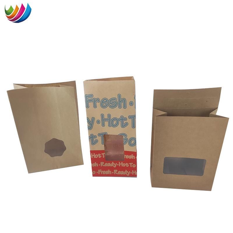 Custom Design Food Packaging Take Away Brown Kraft Paper Bag