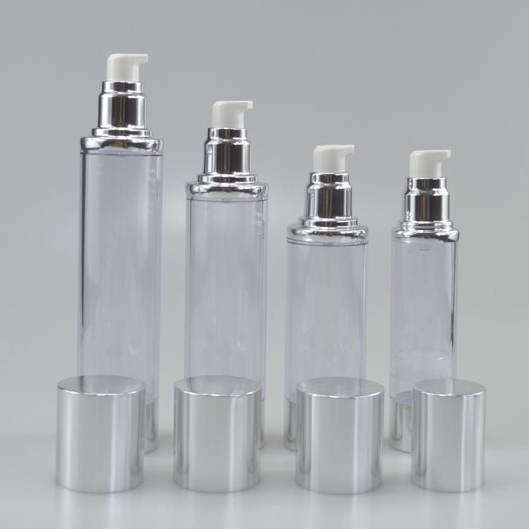 30ml 50ml 60ml 100ml 150ml 200ml Silver Cosmetic Lotion Airless Pump Bottle in Stock