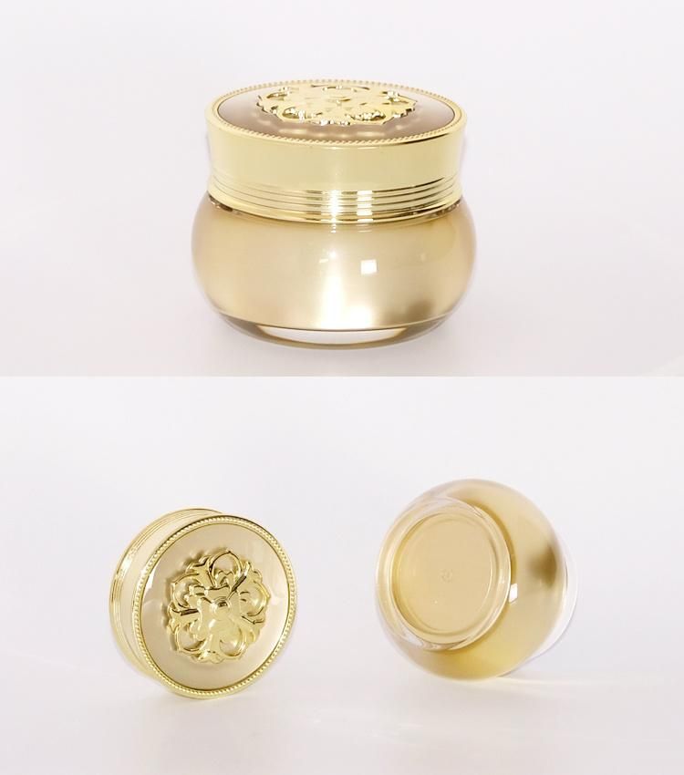 Latest Design Skincare Packaging 20g Luxury Gold Acrylic Plasic Jar for Beauty Product Cosmetic Packaging