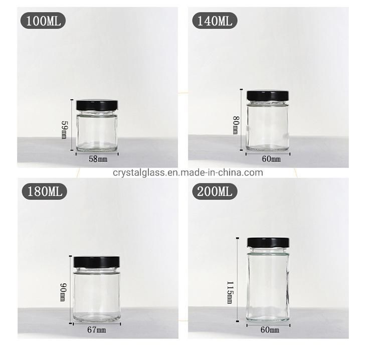 100ml 140ml 180ml 200ml 220ml 280ml 380ml 500ml Crystal Jars with Tin Lid