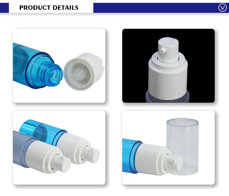 Best-Selling Blue Transparent 15ml 30ml Cosmetic Packaging Airless Bottle