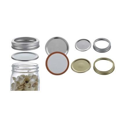 China Factory Price Slivery Regular Mouth 70mm 86mm 2 Part Metal Mason Jar Lid for Canning Jar