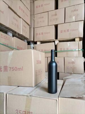 750ml Black Color Glass Wine Bottle with Cork Lids